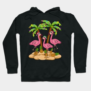 Christmas at the Beach Pink Flamingo Summer Christmas In July Gift Hoodie